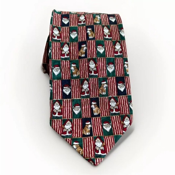Other - Mens Christmas/Holiday Silk Tie -Handmade Santa & Dog Bostonian Ltd Penn State
